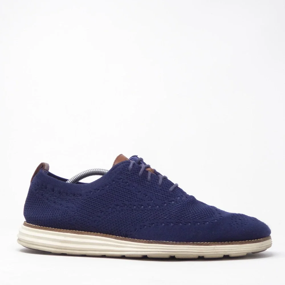 Cole Haan Mens OriginalGrand Stitchlite Wingtip Oxford Blue Knit C27960 11.5M
